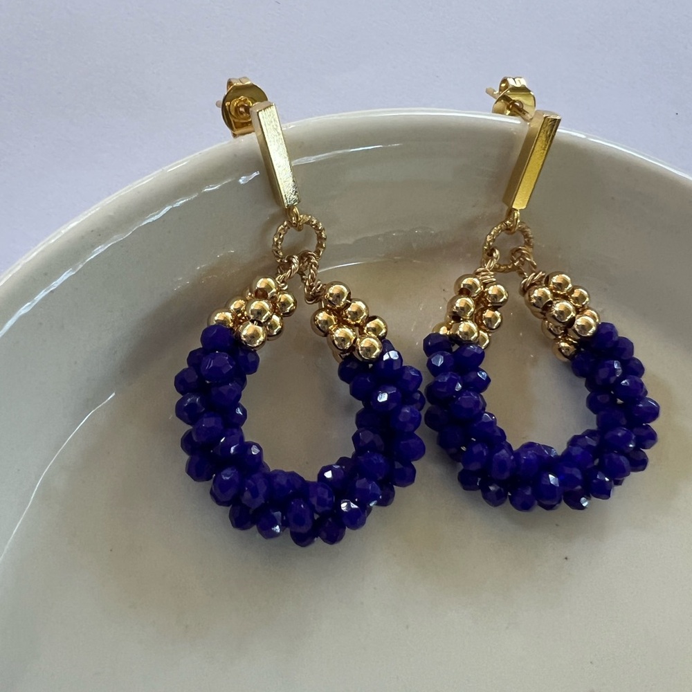 Handmade Sapphire Blue Crystal Earrings
